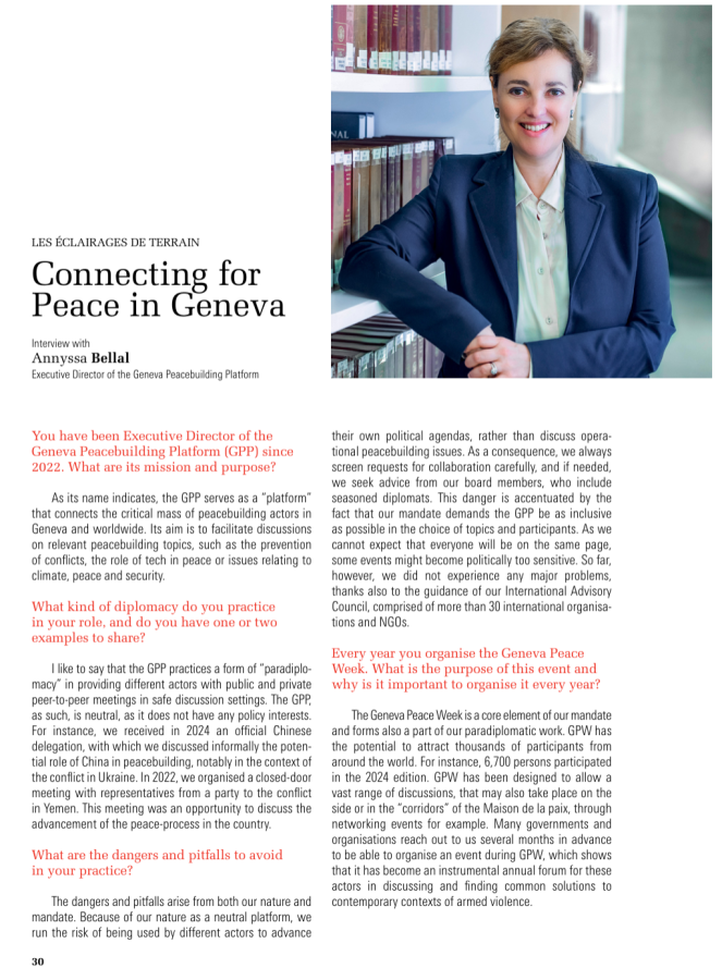 Connecting for Peace in Geneva: Dr. Annyssa Bellal Featured in The Globe